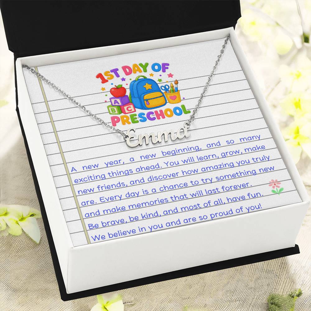 1st Day of Preschool Name Necklace