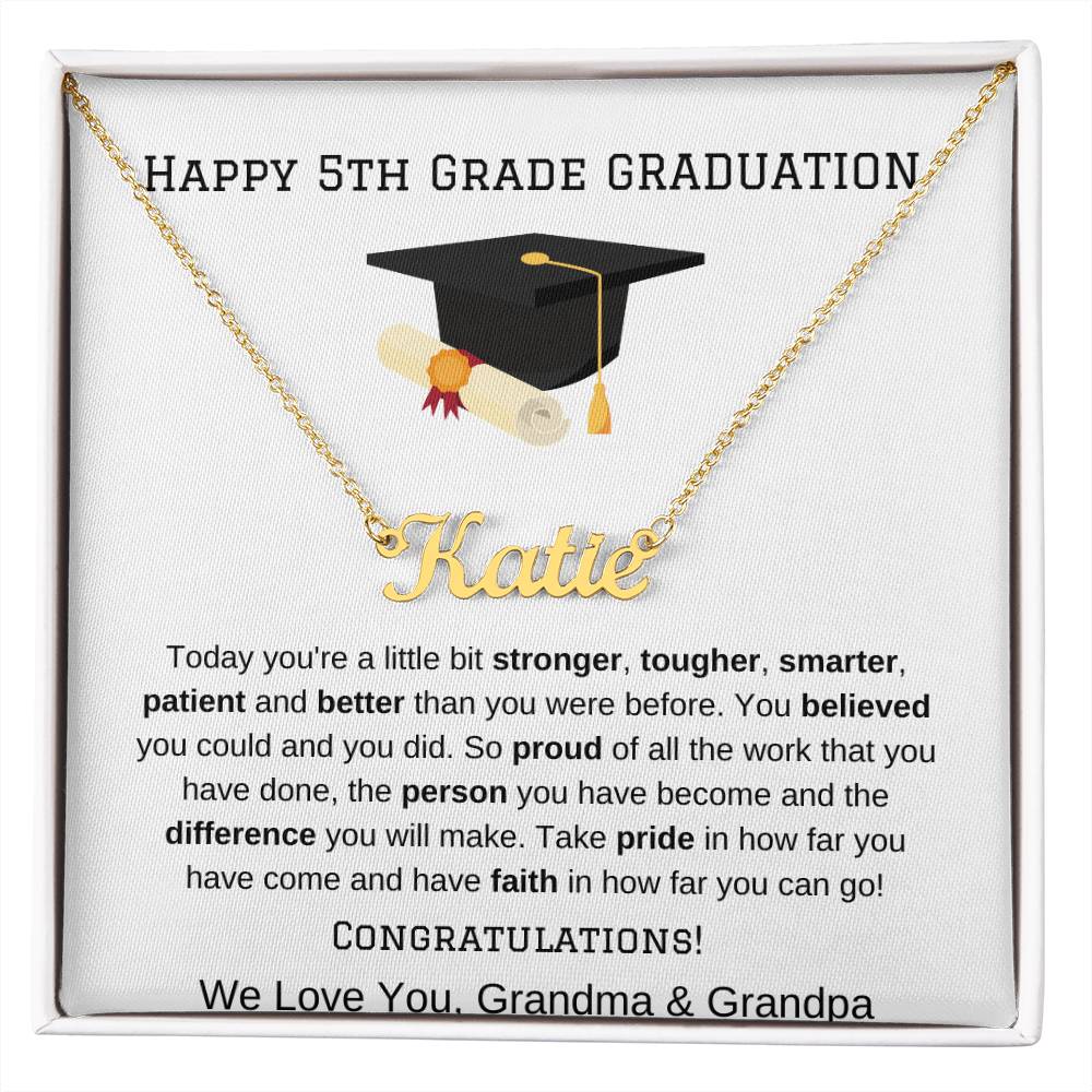 5th Grade Graduation Name Necklace from Grandma Grandpa-[Heartfelt Family Gift]