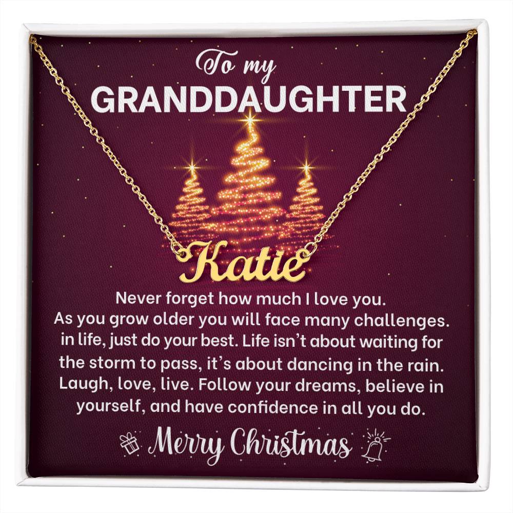 Merry Christmas Granddaughter Name Necklace Gift-[Heartfelt Family Gift]
