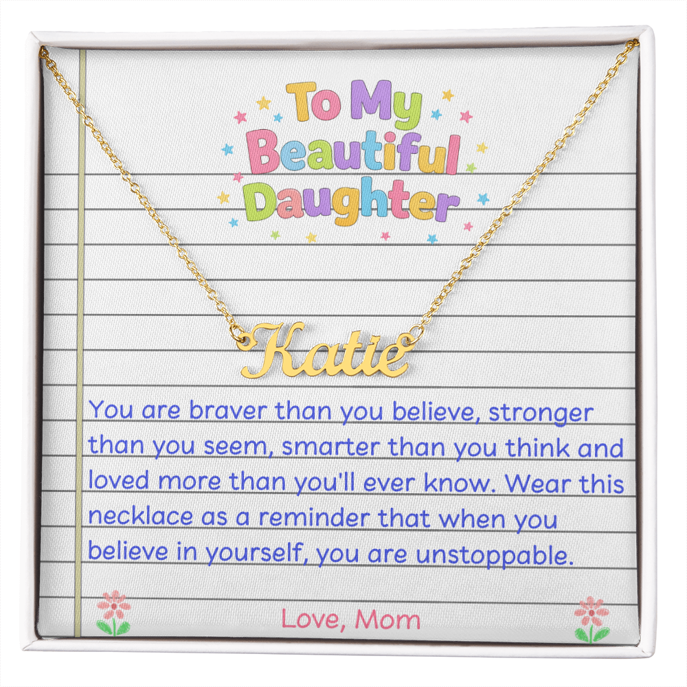 To My Beautiful Daughter Name Necklace