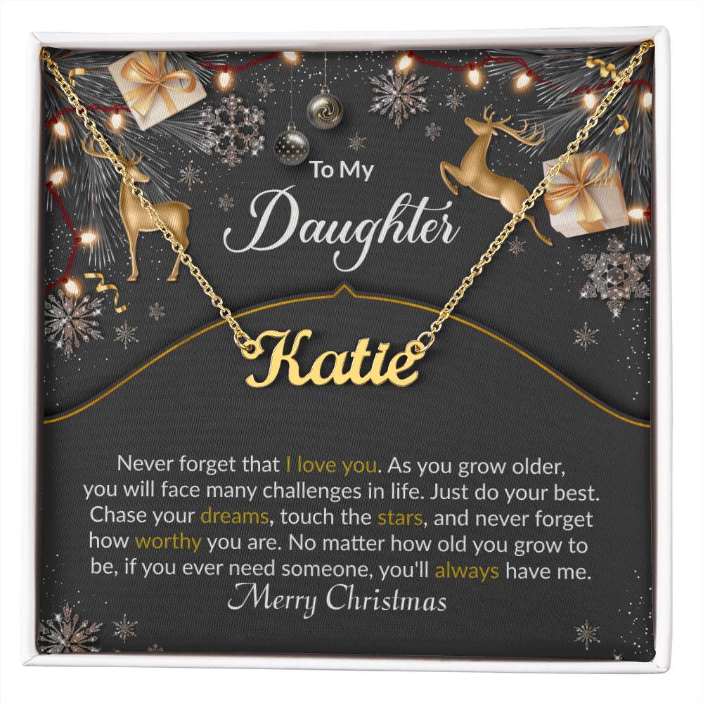 Merry Christmas Daughter - Personalized Name Necklace-[Heartfelt Family Gift]