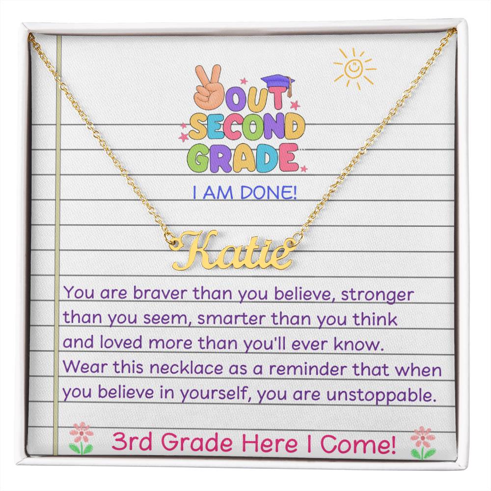 Last Day of 2nd Grade Name Necklace