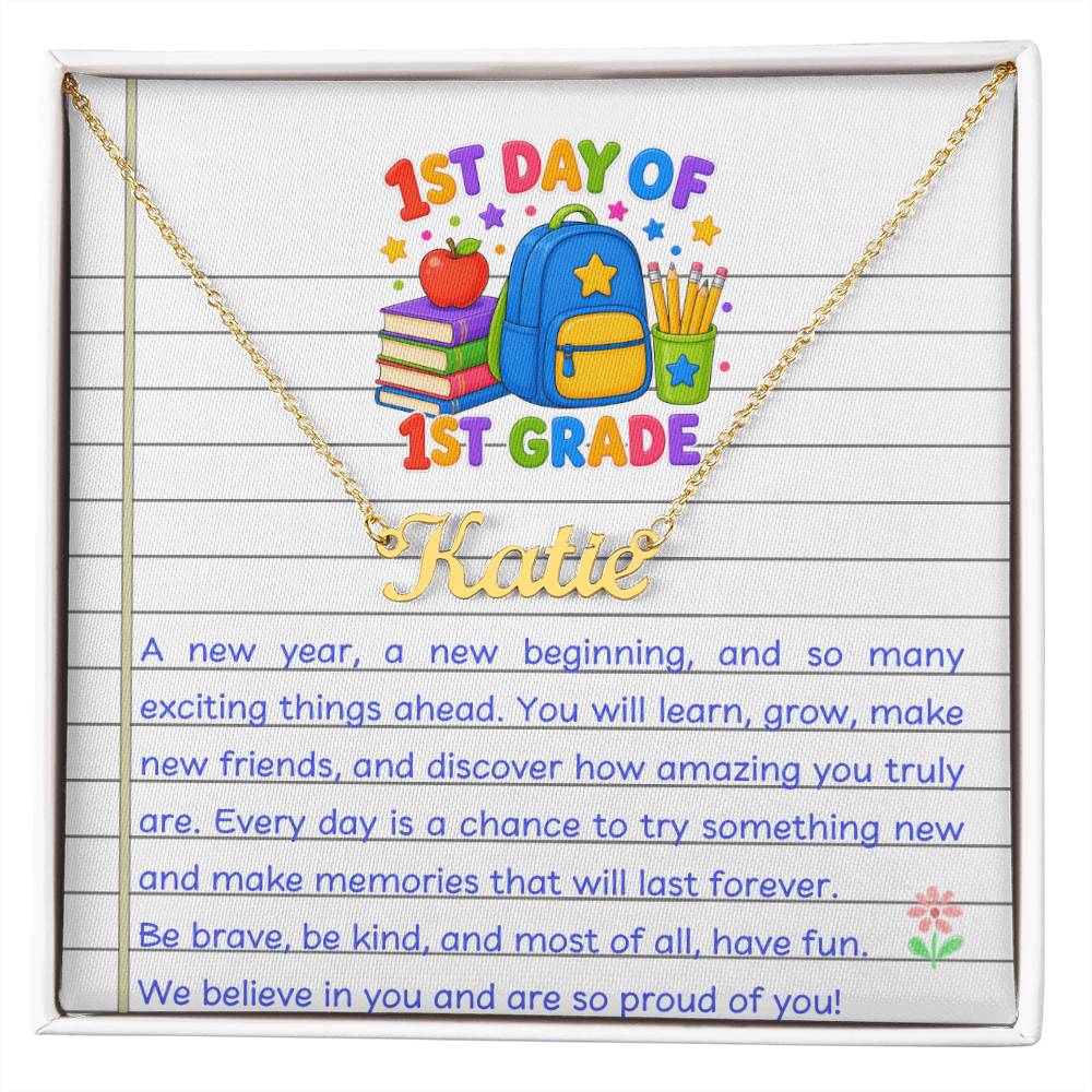 1st Day of 1st Grade Name Necklace