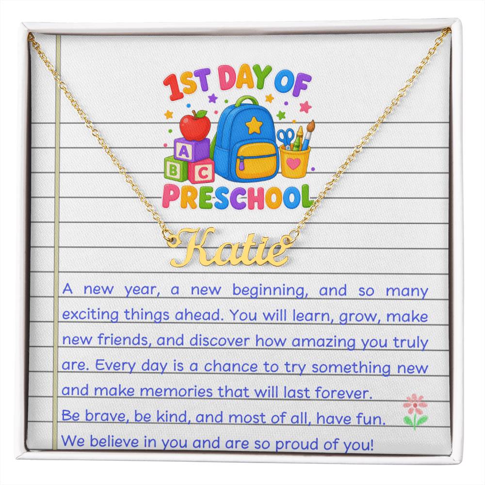 1st Day of Preschool Name Necklace