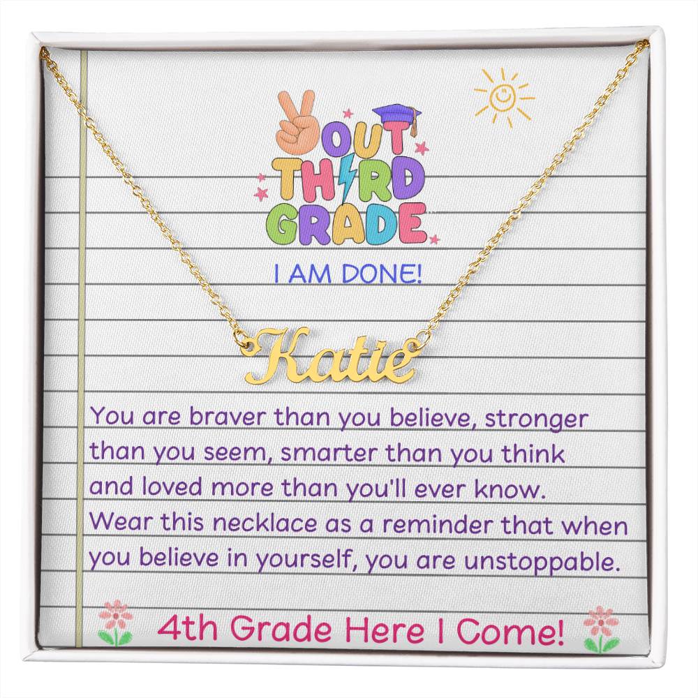 Last Day of Third Grade Name Necklace