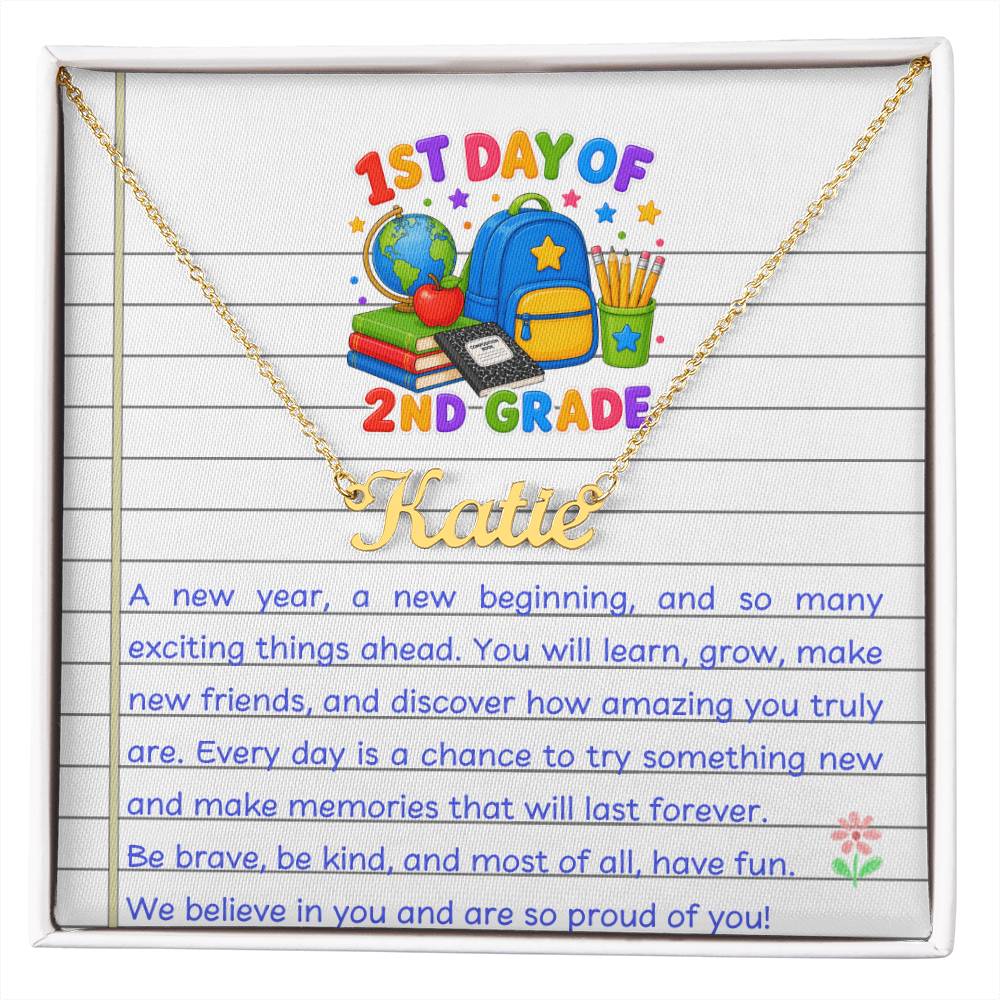 1st Day of 2nd Grade Name Necklace