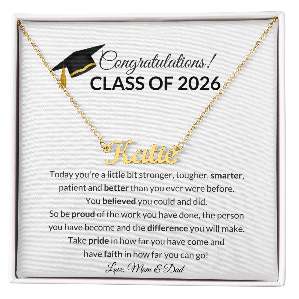 Class of 2026 Graduation Name Necklace Gift