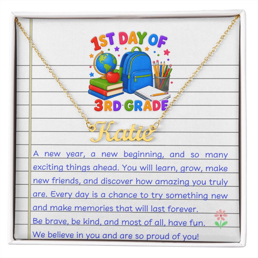 1st Day of 3rd Grade Name Necklace