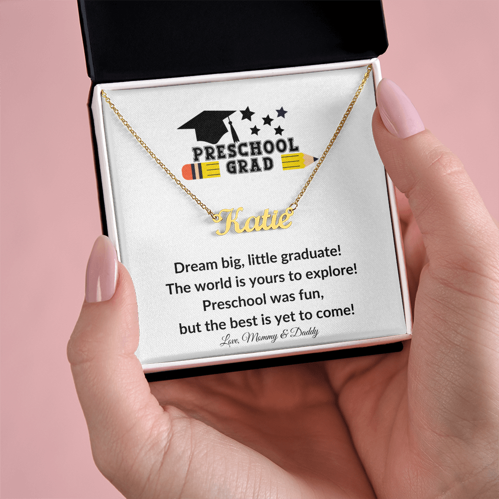 Personalized Preschool Graduation Name Necklace-[Heartfelt Family Gift]