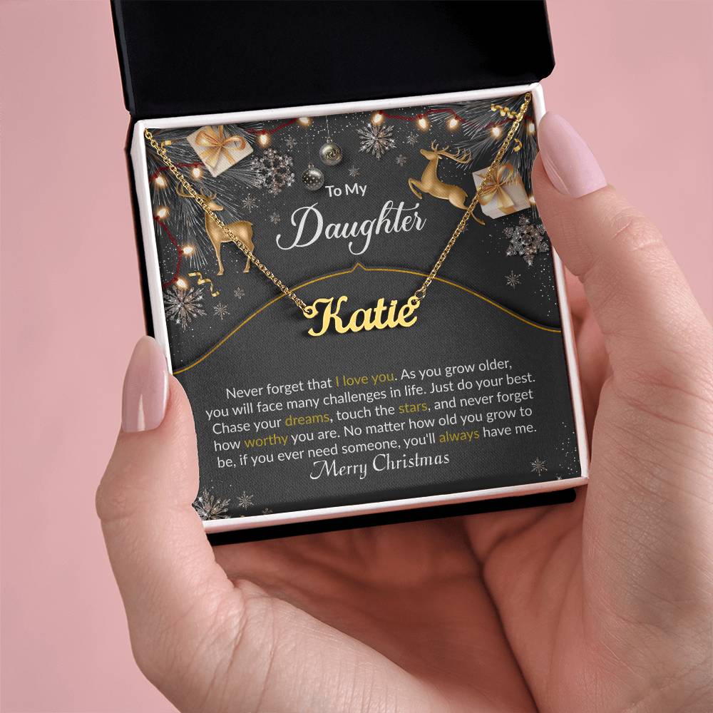 Merry Christmas Daughter - Personalized Name Necklace-[Heartfelt Family Gift]