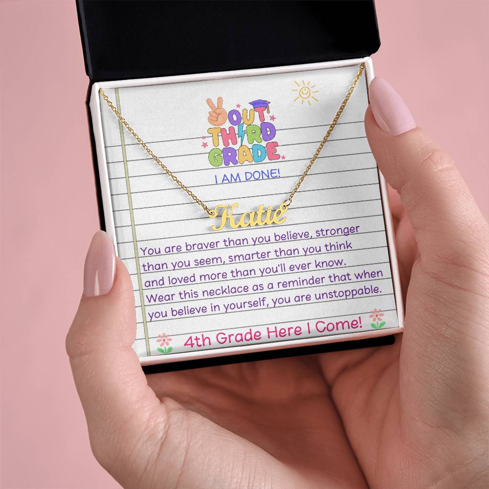 Last Day of Third Grade Name Necklace