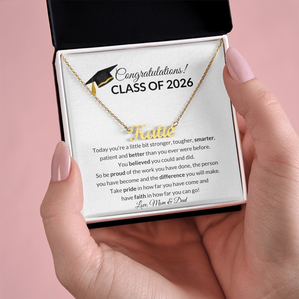 Class of 2026 Graduation Name Necklace Gift