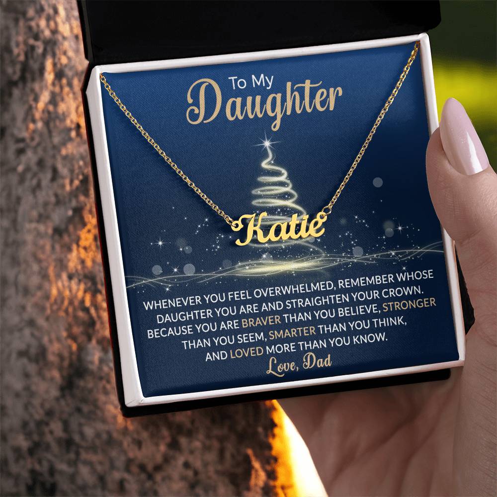 Custom Christmas Name Necklace for Daughter - Personalized Gift from Father-[Heartfelt Family Gift]