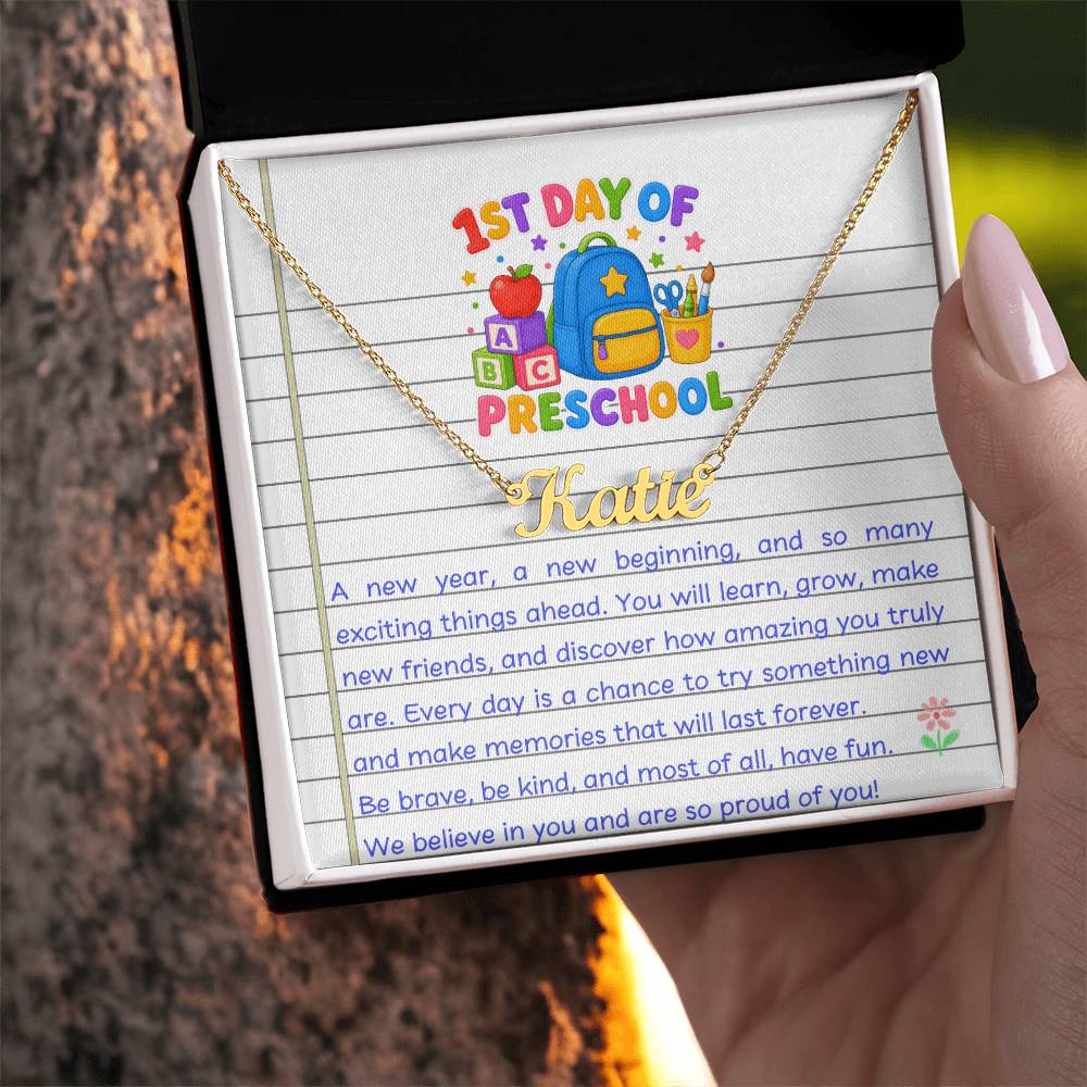 1st Day of Preschool Name Necklace