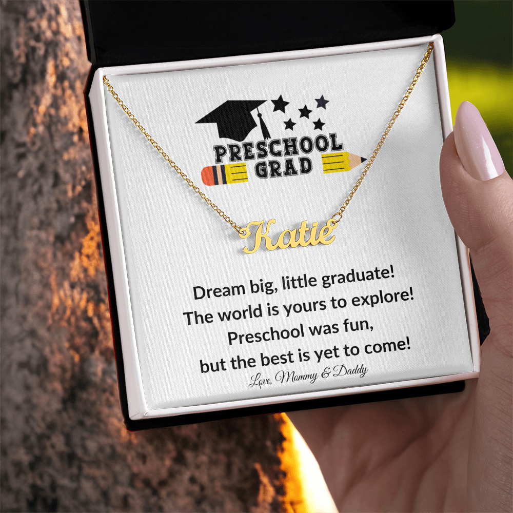 Personalized Preschool Graduation Name Necklace-[Heartfelt Family Gift]