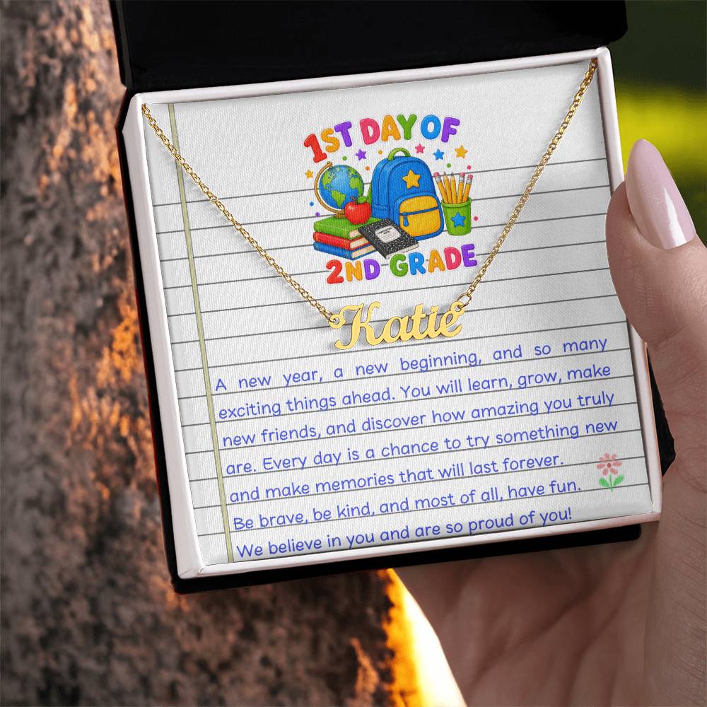 1st Day of 2nd Grade Name Necklace