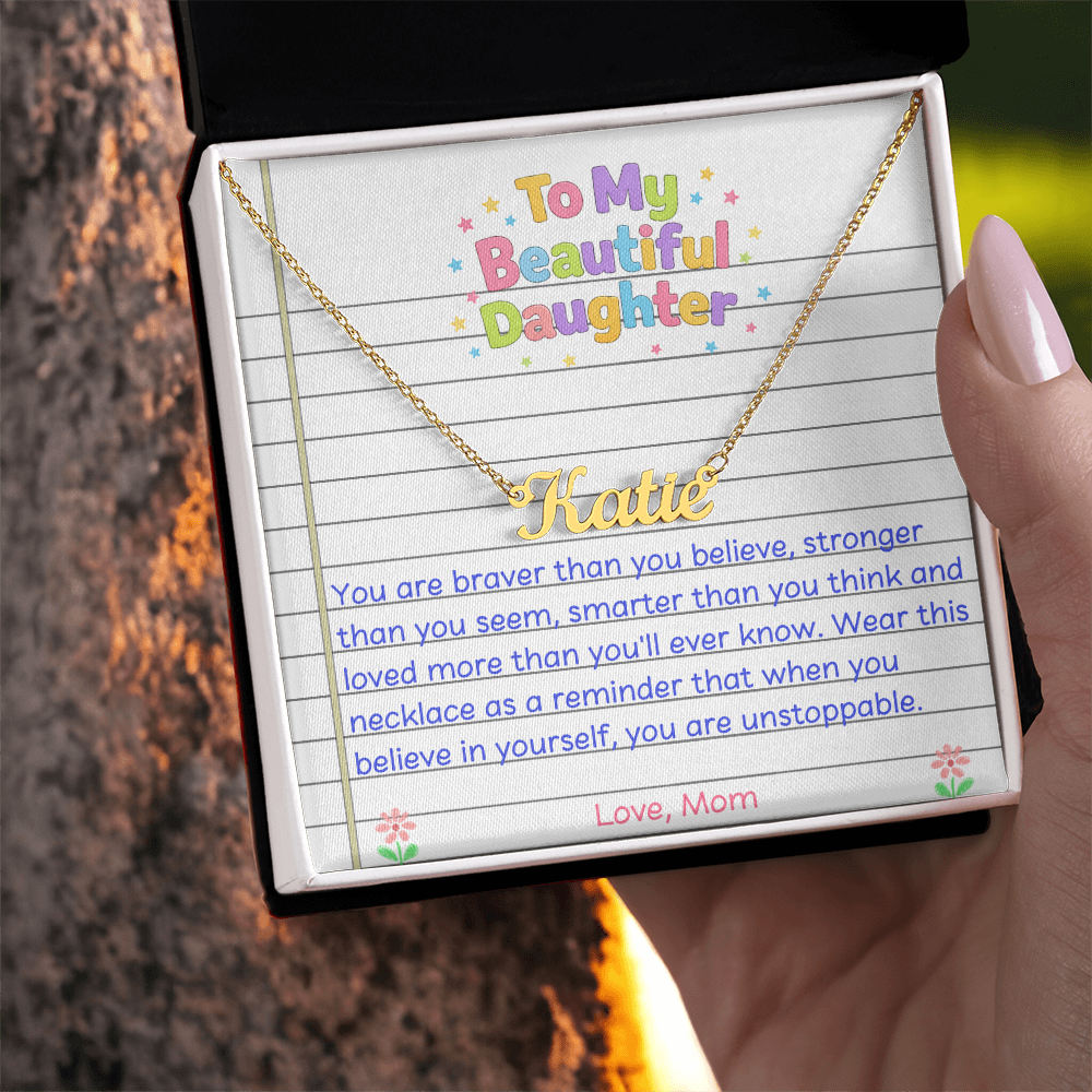 To My Beautiful Daughter Name Necklace