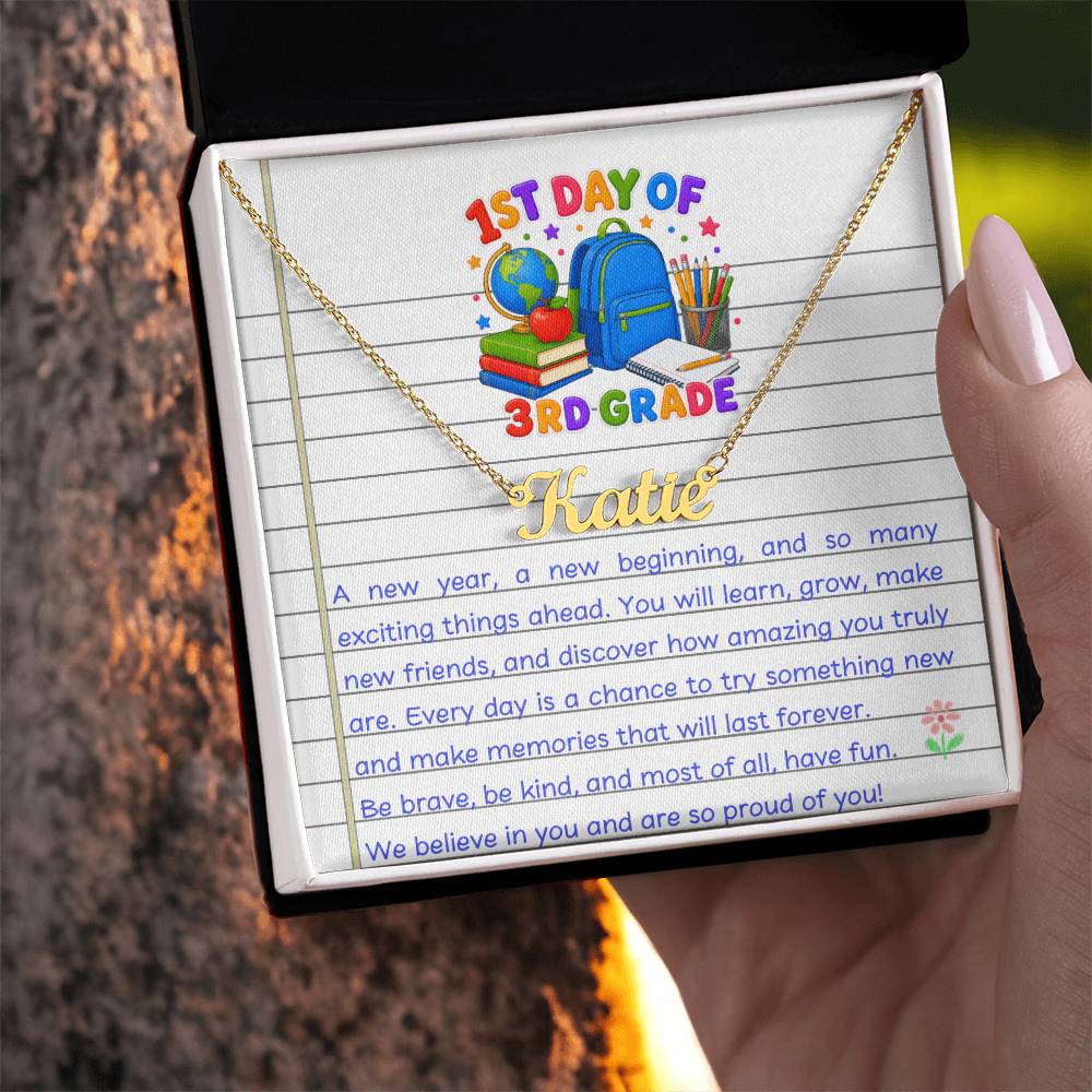 1st Day of 3rd Grade Name Necklace