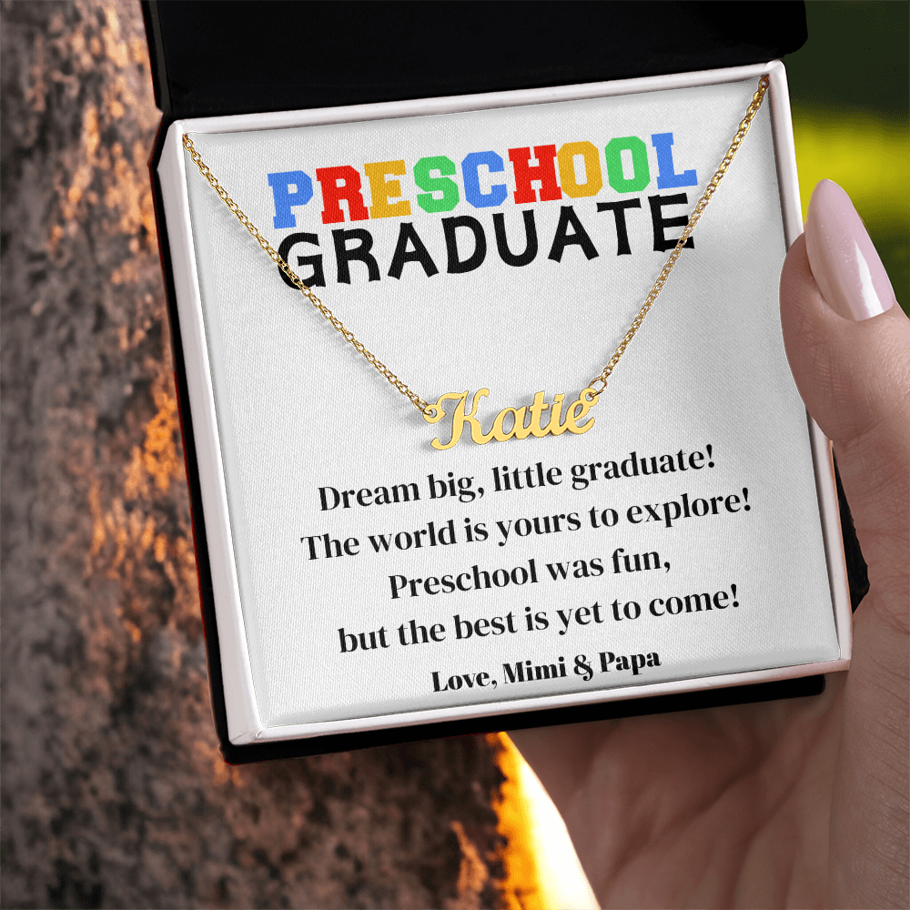 Preschool Graduation Name Necklace-[Heartfelt Family Gift]