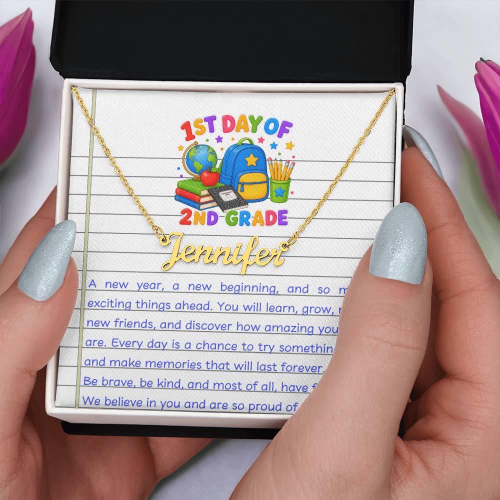 1st Day of 2nd Grade Name Necklace
