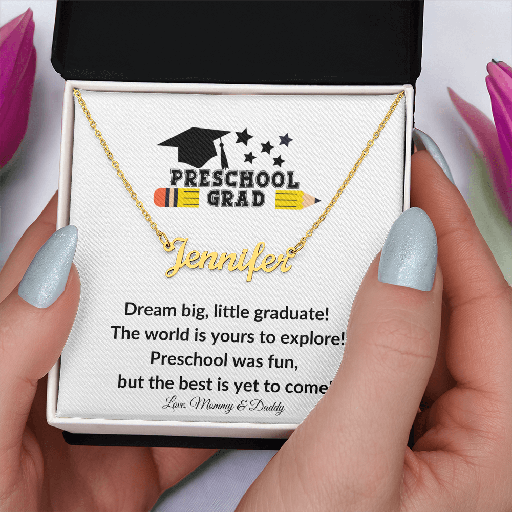 Personalized Preschool Graduation Name Necklace-[Heartfelt Family Gift]