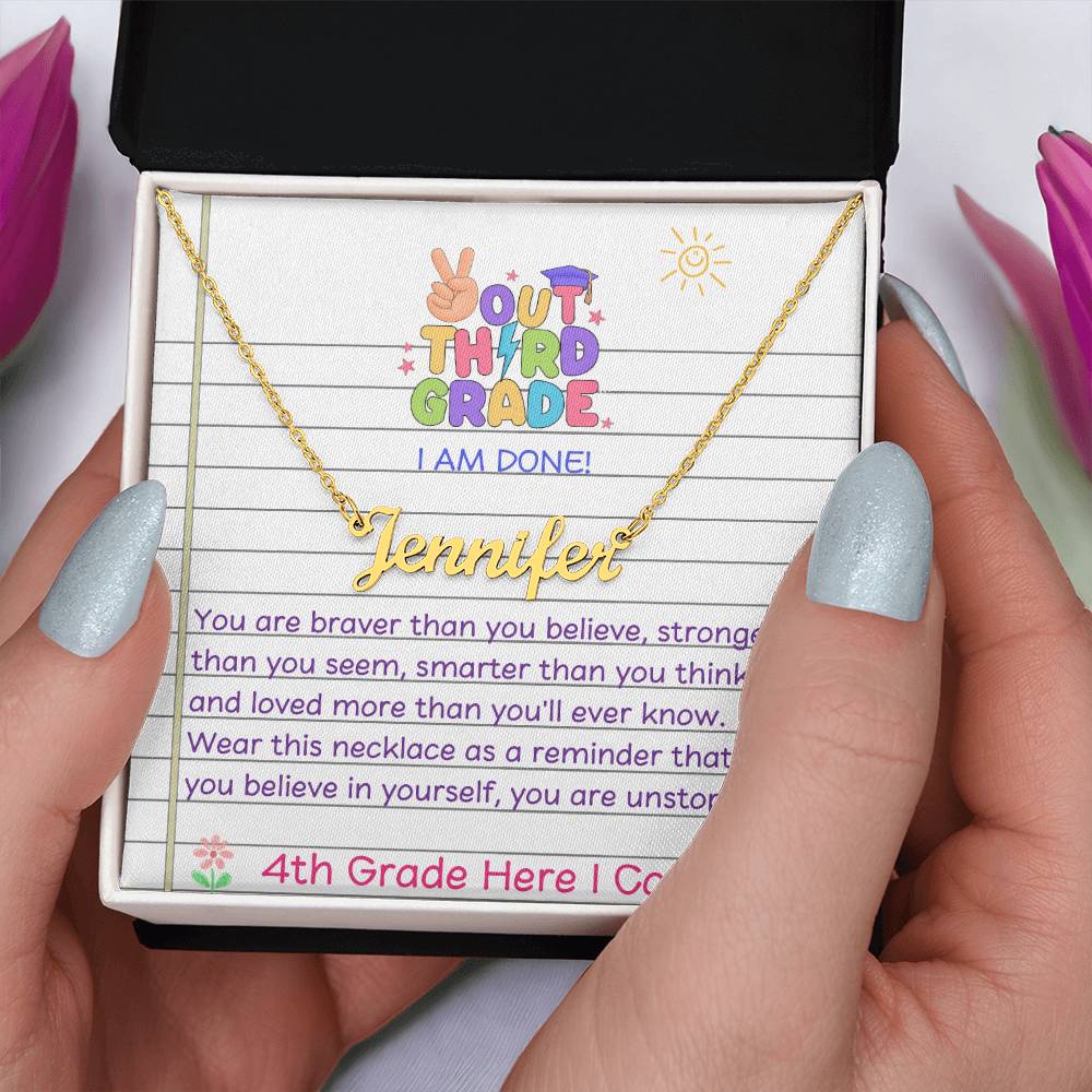 Last Day of Third Grade Name Necklace