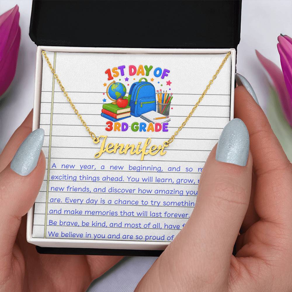 1st Day of 3rd Grade Name Necklace