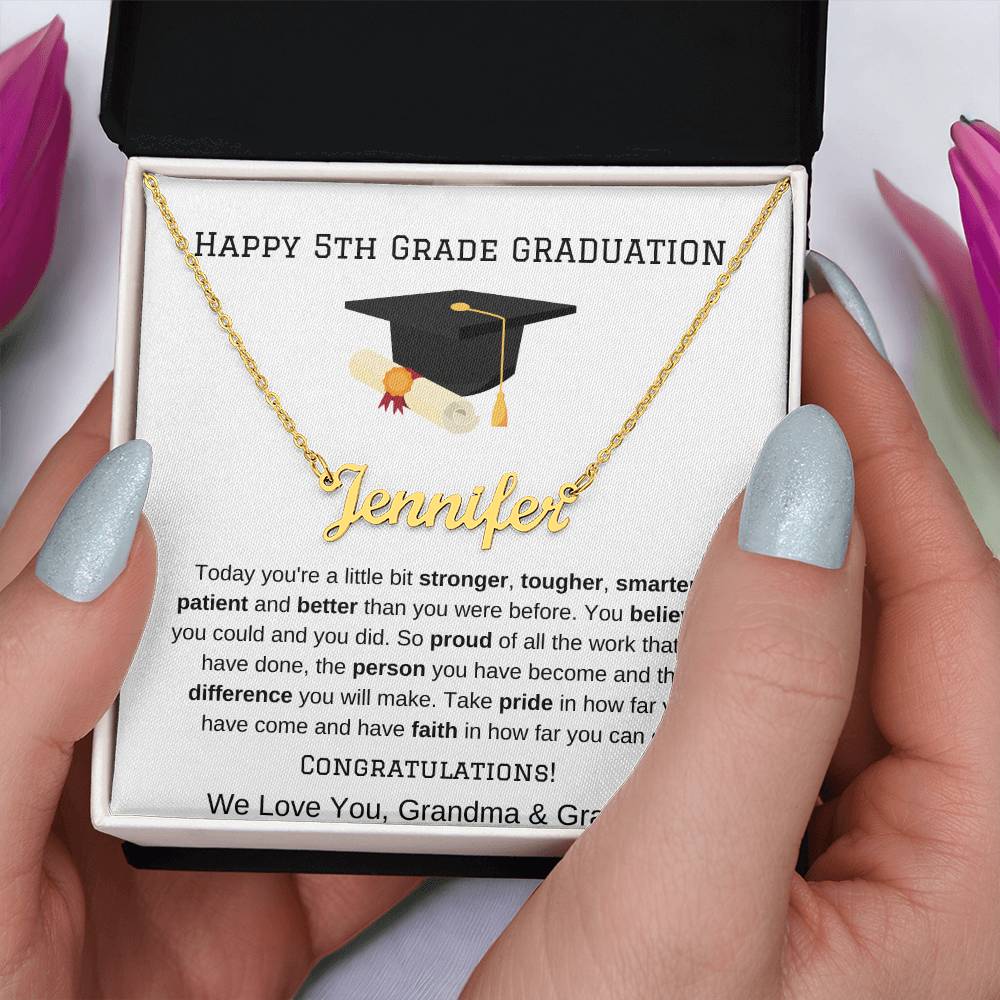 5th Grade Graduation Name Necklace from Grandma Grandpa-[Heartfelt Family Gift]
