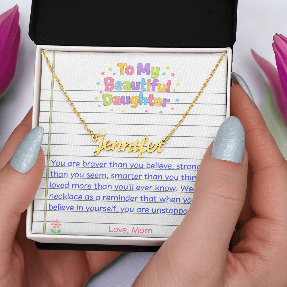 To My Beautiful Daughter Name Necklace