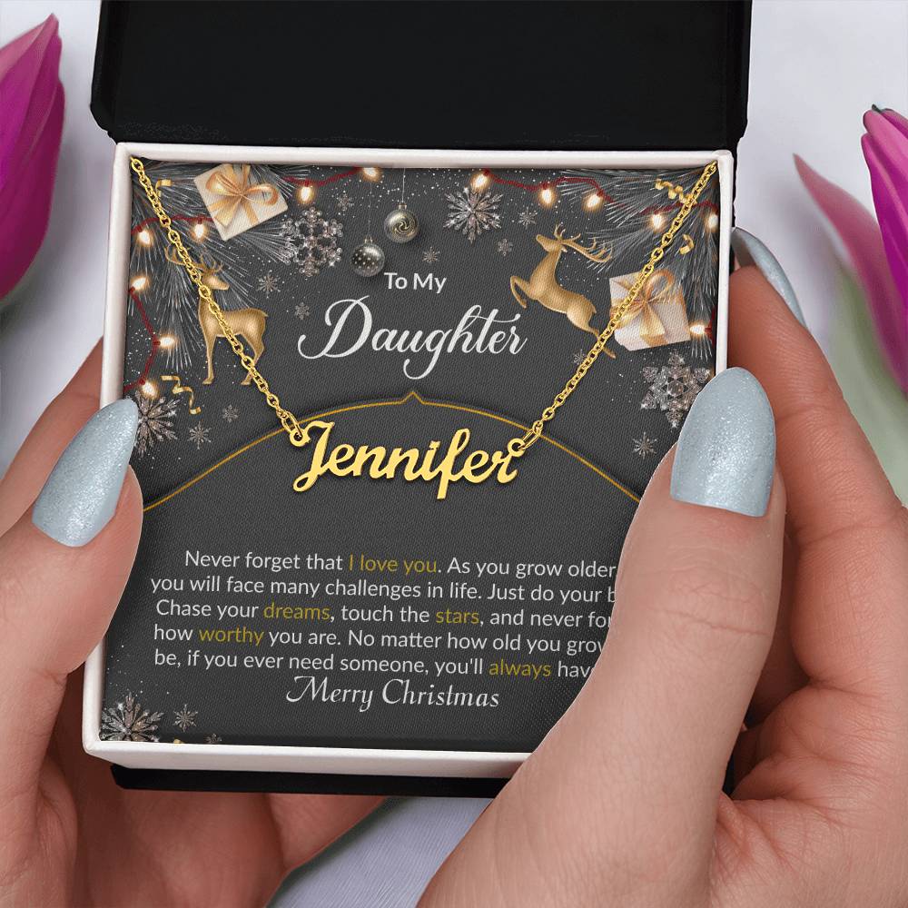 Merry Christmas Daughter - Personalized Name Necklace-[Heartfelt Family Gift]