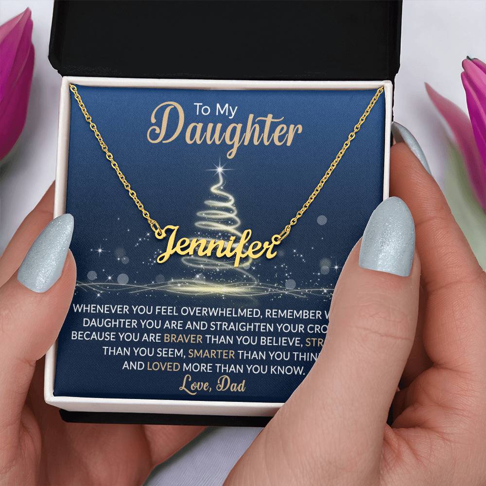 Custom Christmas Name Necklace for Daughter - Personalized Gift from Father-[Heartfelt Family Gift]