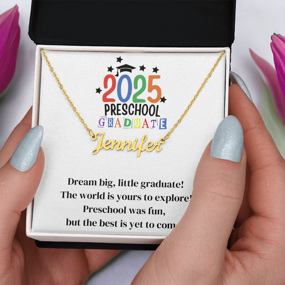 Preschool Graduation Name Necklace-[Heartfelt Family Gift]