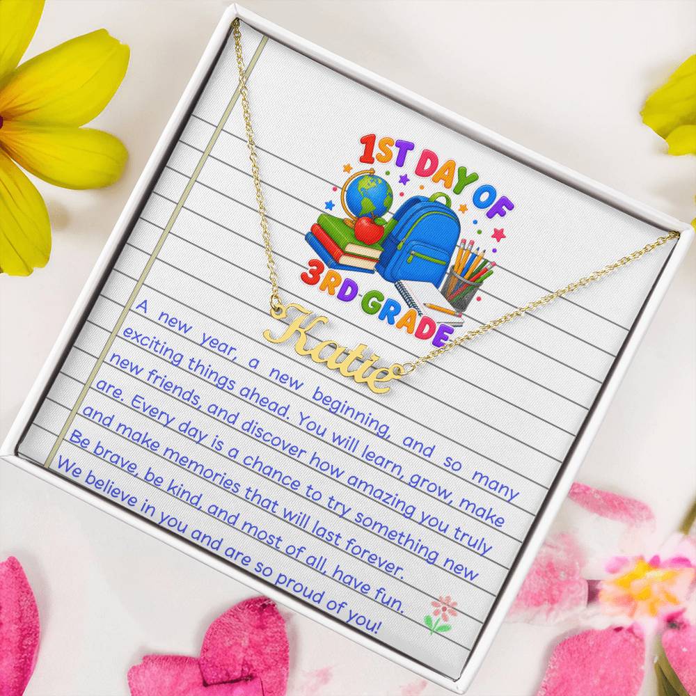 1st Day of 3rd Grade Name Necklace
