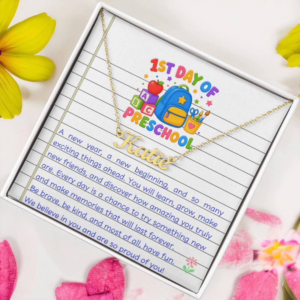 1st Day of Preschool Name Necklace