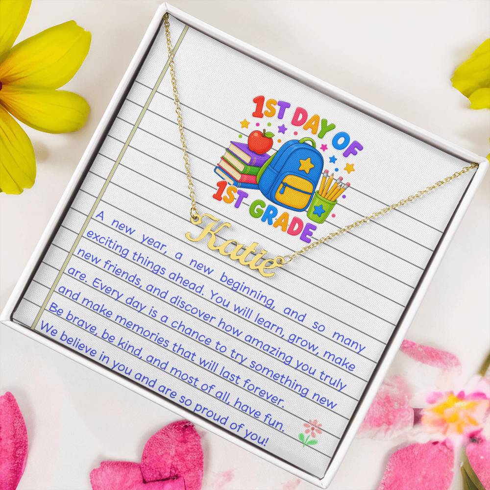 1st Day of 1st Grade Name Necklace