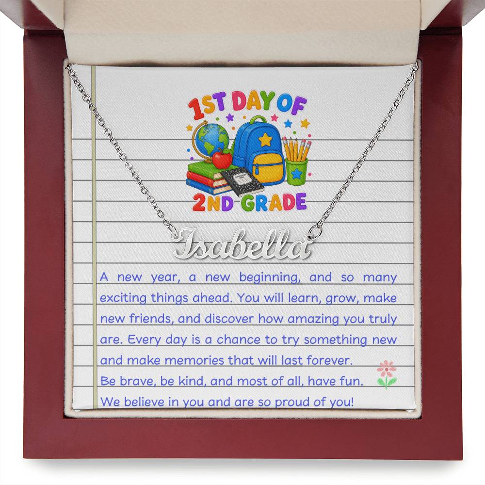 1st Day of 2nd Grade Name Necklace