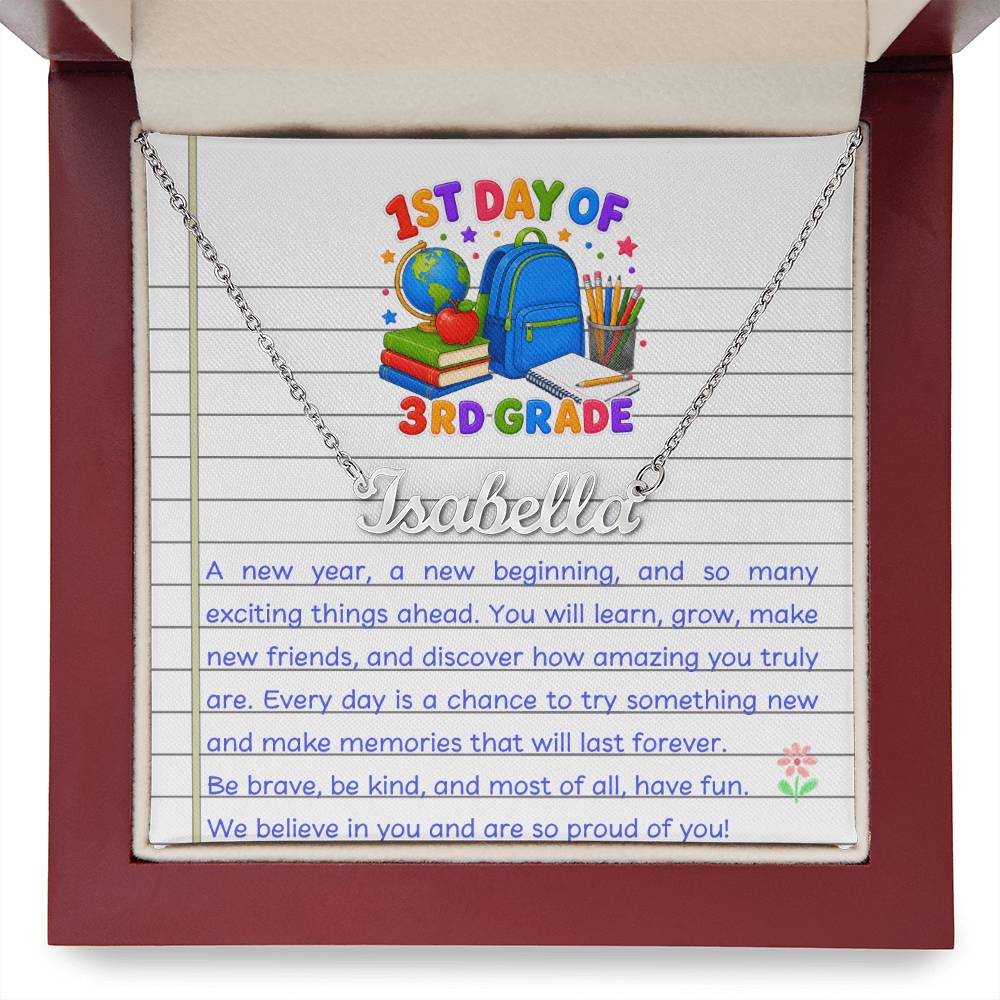 1st Day of 3rd Grade Name Necklace