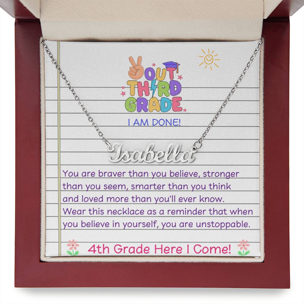 Last Day of Third Grade Name Necklace