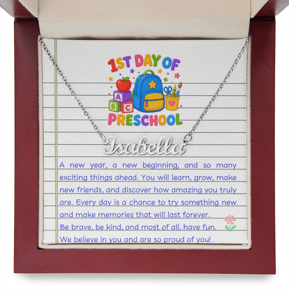 1st Day of Preschool Name Necklace