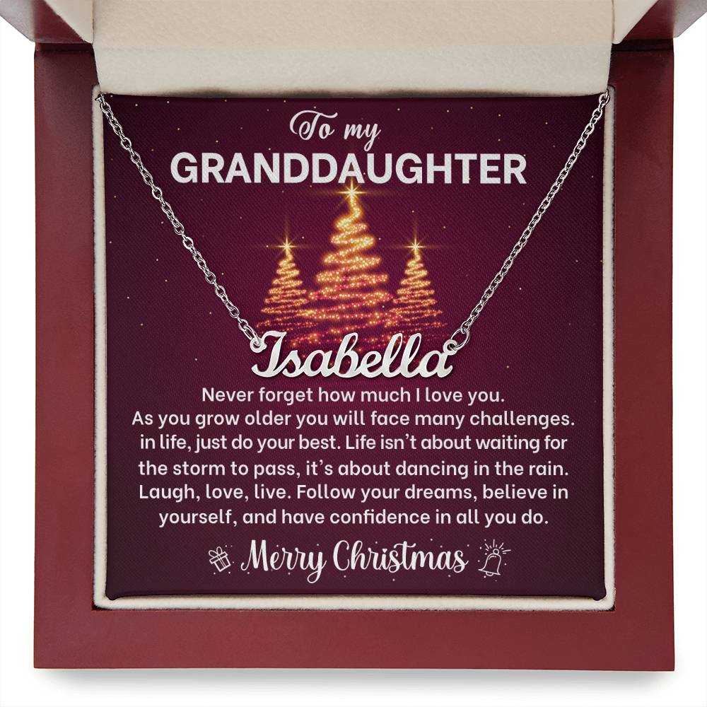 Merry Christmas Granddaughter Name Necklace Gift-[Heartfelt Family Gift]