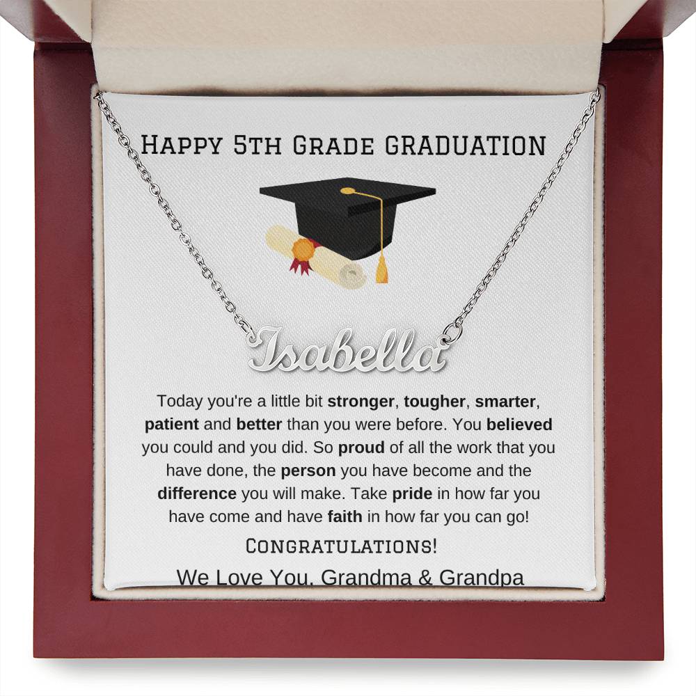 5th Grade Graduation Name Necklace from Grandma Grandpa-[Heartfelt Family Gift]