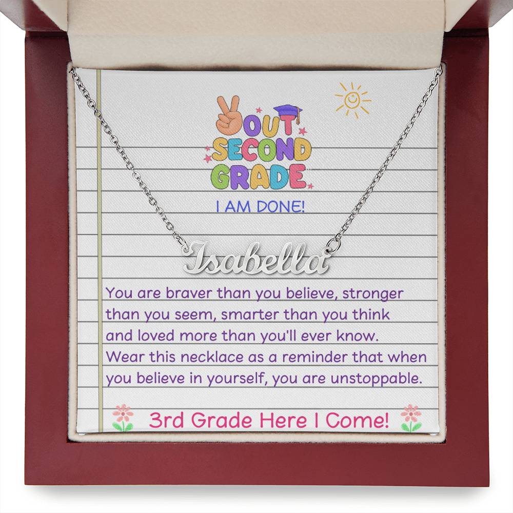 Last Day of 2nd Grade Name Necklace