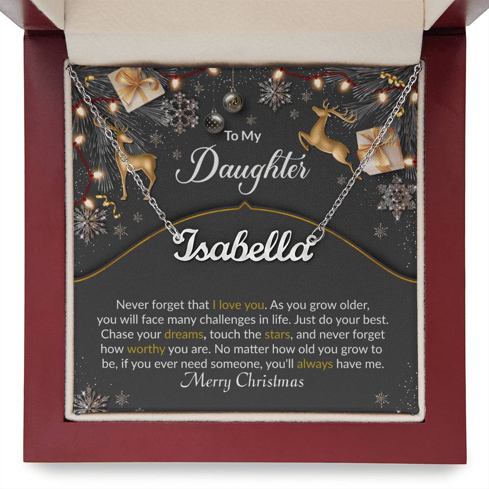 Merry Christmas Daughter - Personalized Name Necklace-[Heartfelt Family Gift]