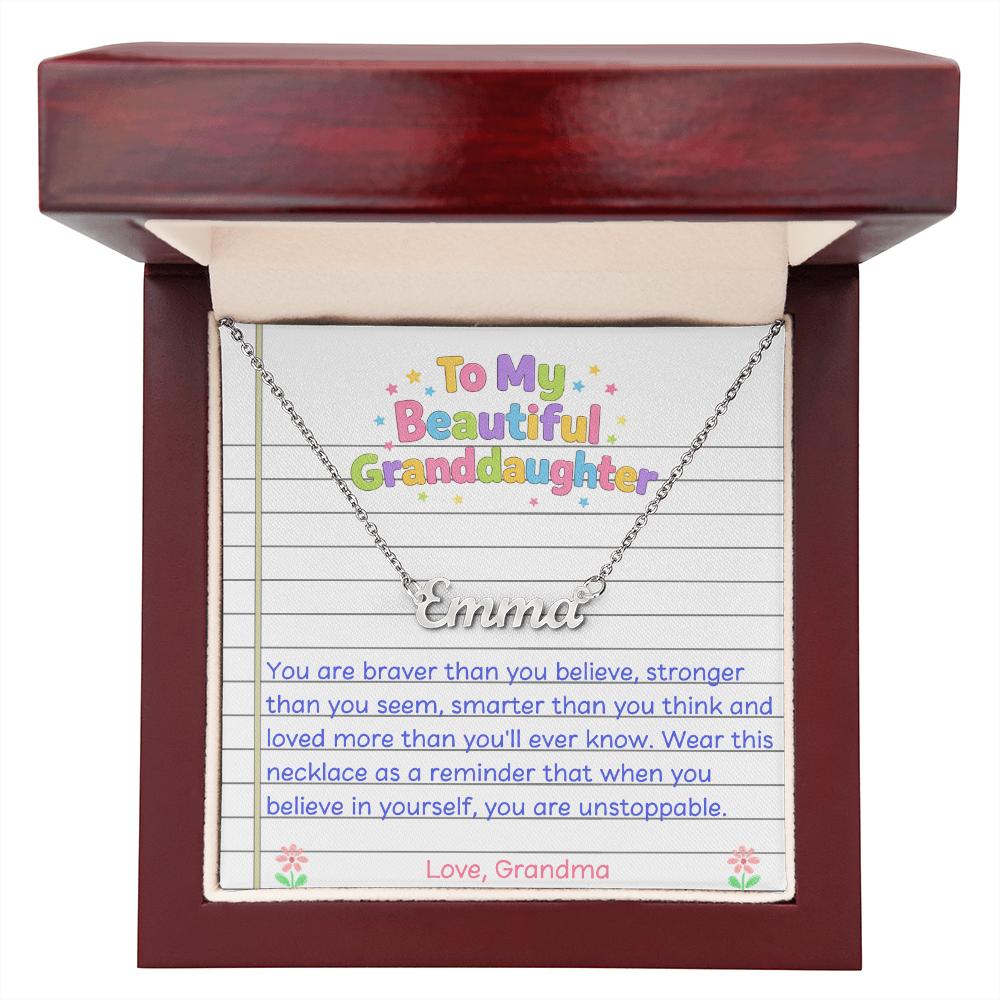 To My Beautiful Granddaughter Name Necklace