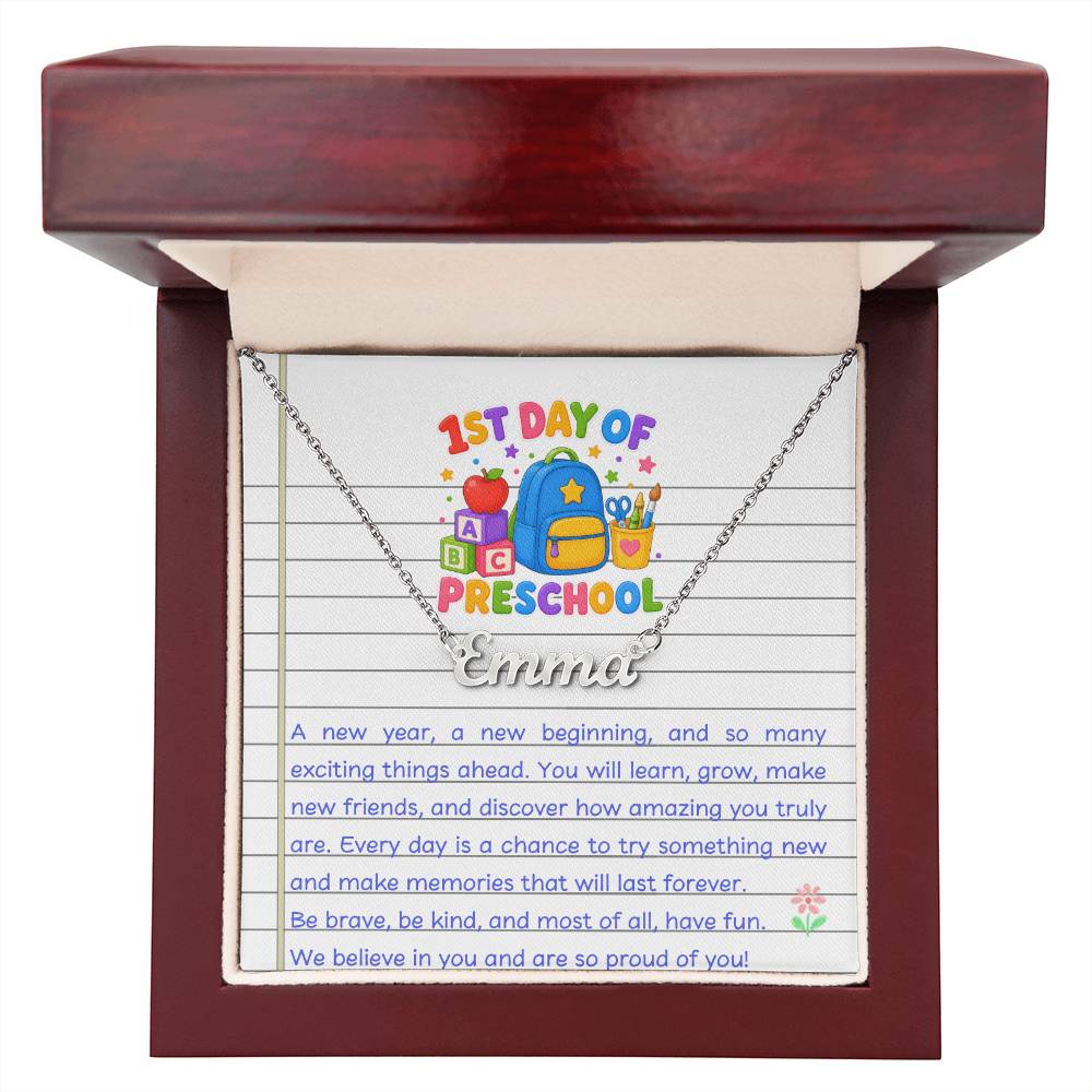 1st Day of Preschool Name Necklace