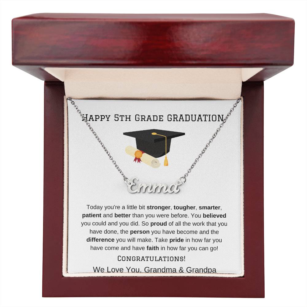 5th Grade Graduation Name Necklace from Grandma Grandpa-[Heartfelt Family Gift]