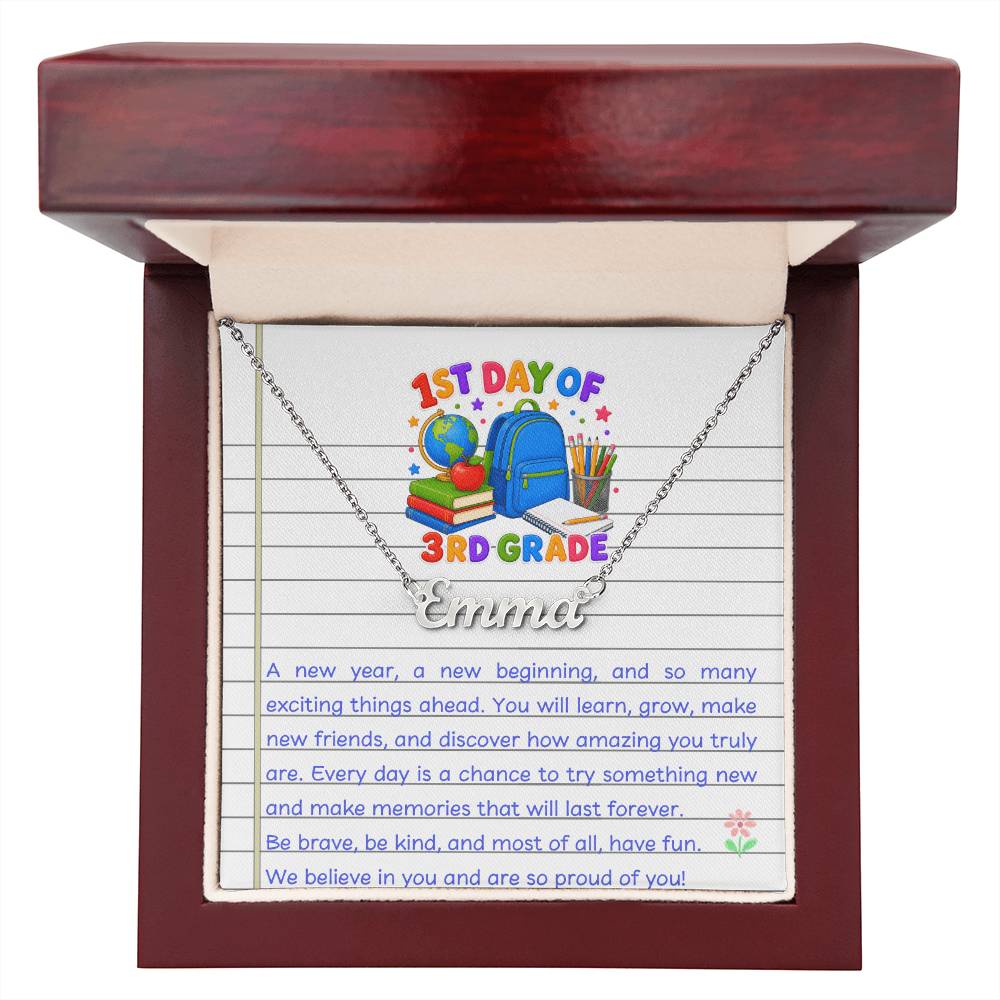 1st Day of 3rd Grade Name Necklace