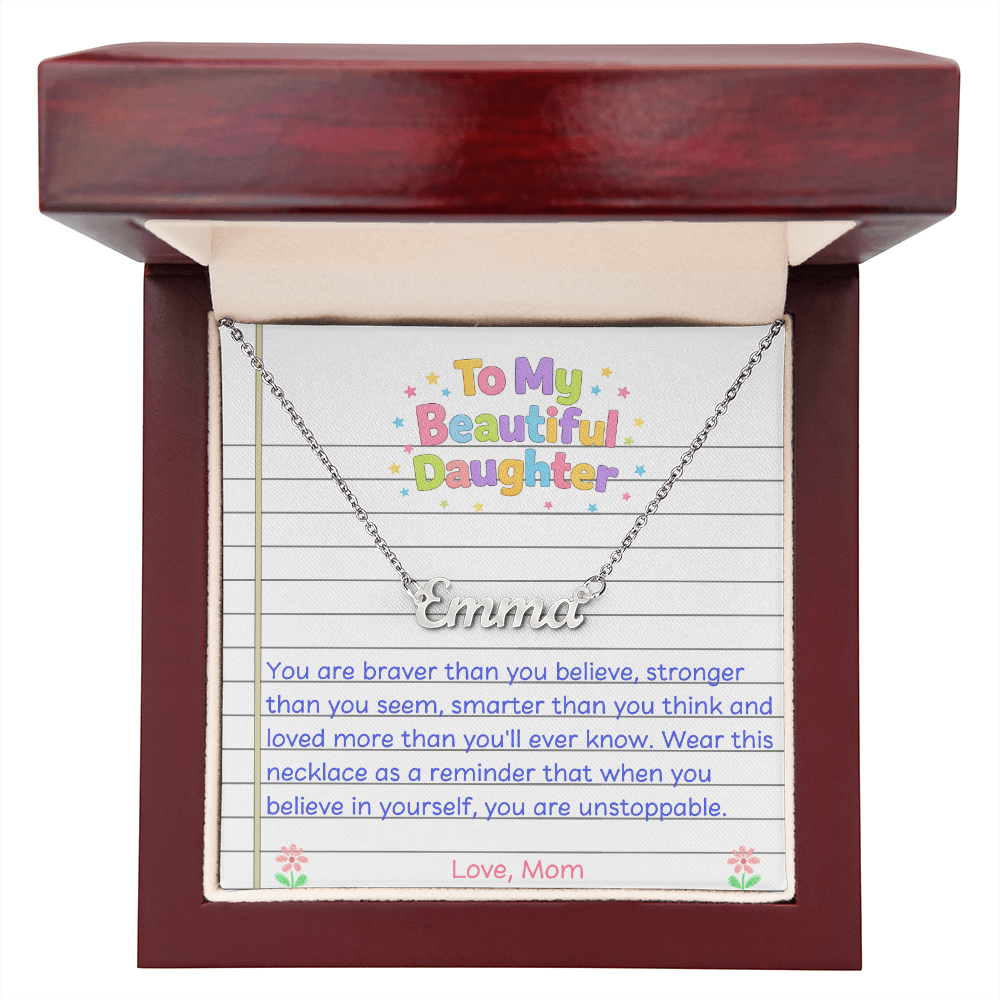 To My Beautiful Daughter Name Necklace
