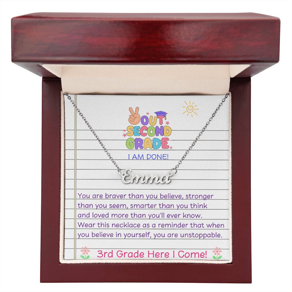Last Day of 2nd Grade Name Necklace