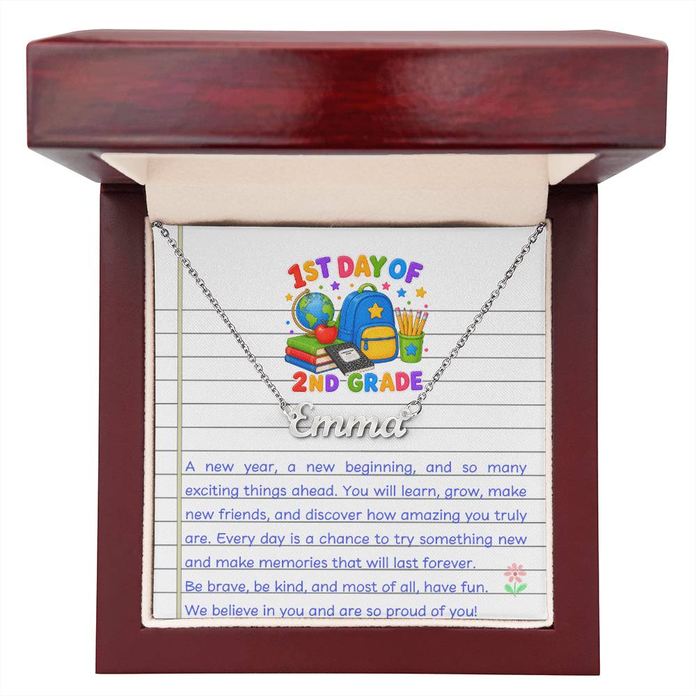 1st Day of 2nd Grade Name Necklace